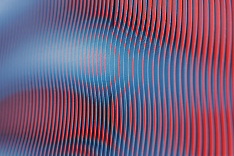 Close-up of multicolour 3D-printed layers