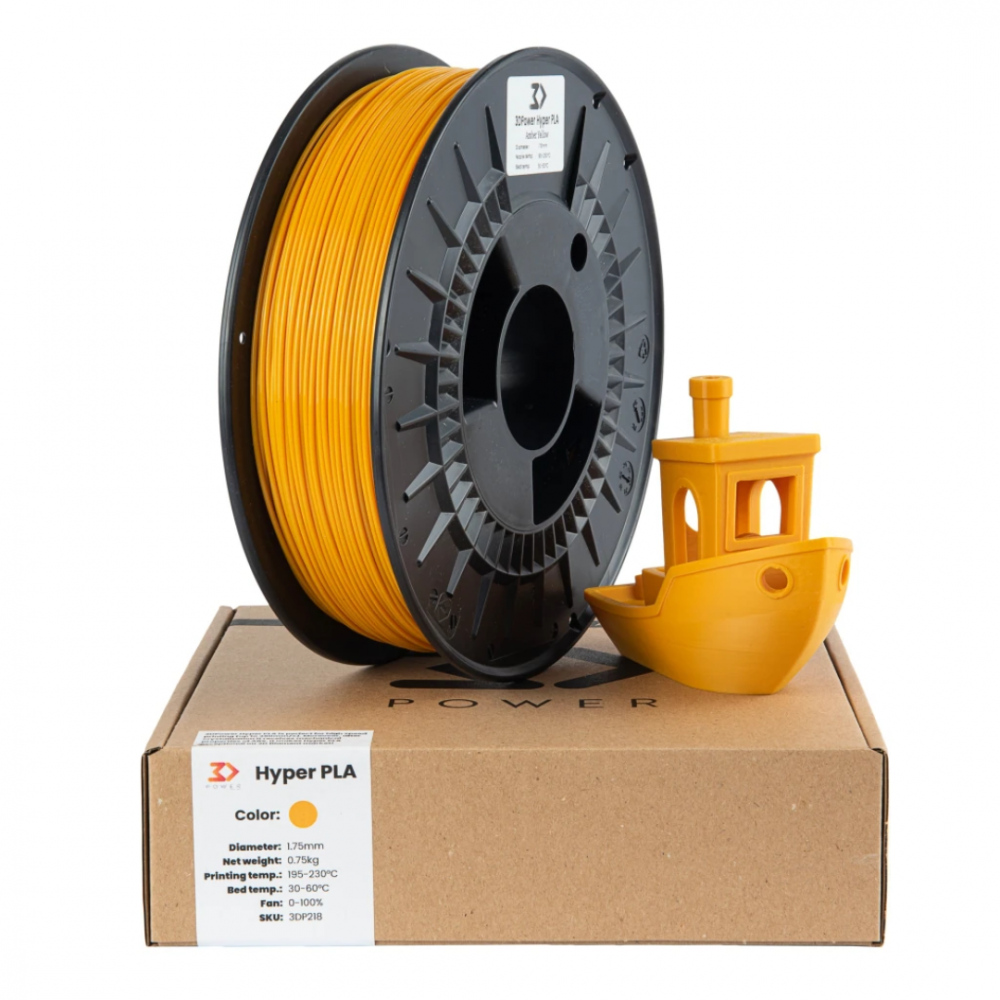 Filament 3DPower Hyper Speed PLA Yellow 0.75 kg