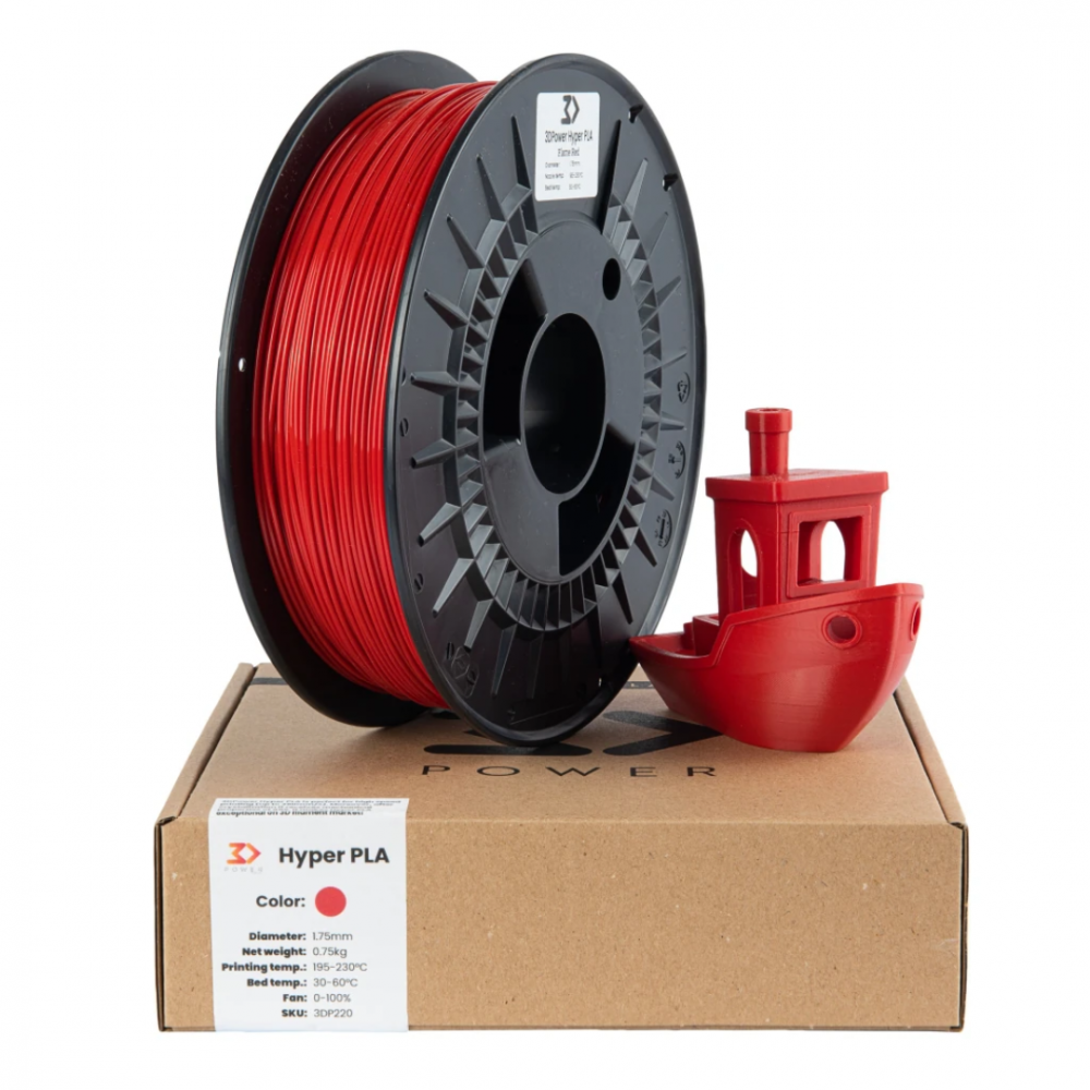 Filament 3DPower Hyper Speed PLA Red 0.75 kg