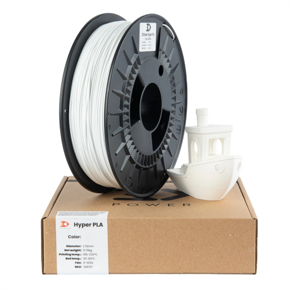 Filament 3DPower Hyper Speed PLA White 0.75 kg