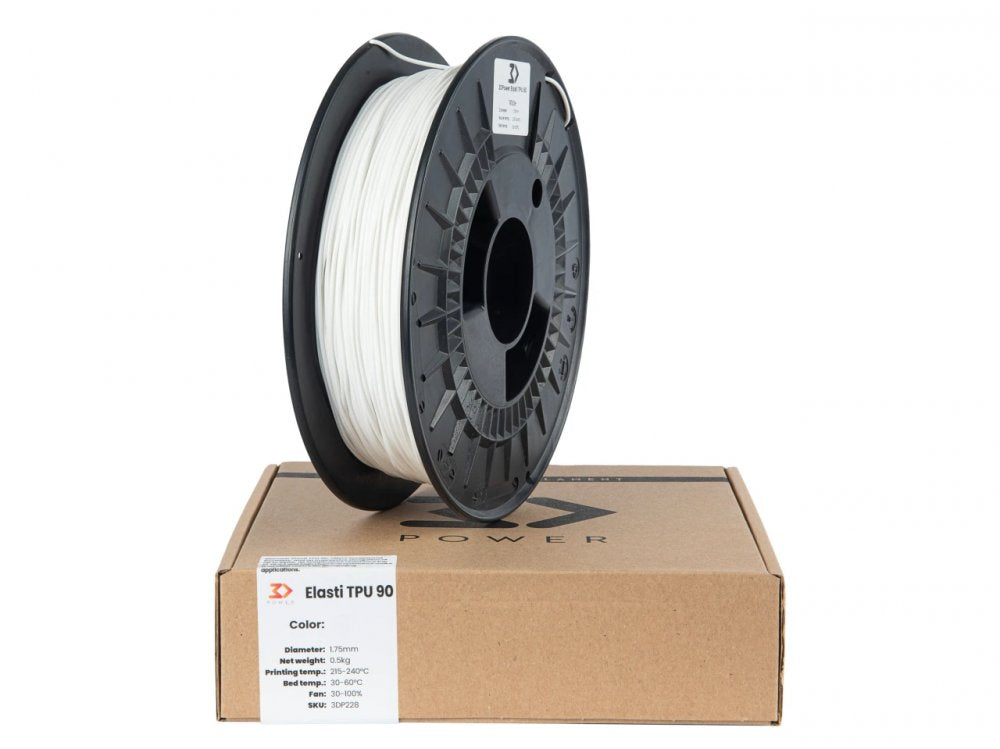 Filament 3DPower Elasti TPU 90A White 0.5 kg