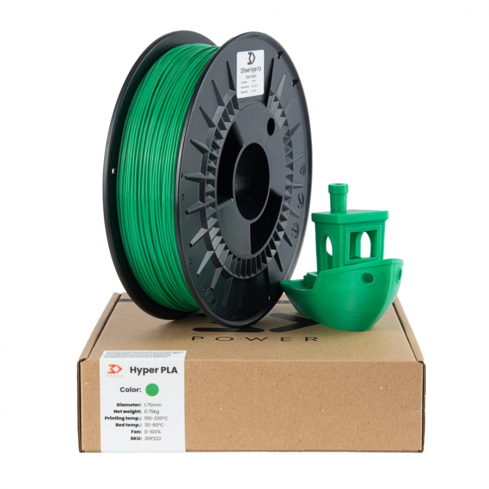 Filament 3DPower Hyper Speed PLA Green 0.75 kg