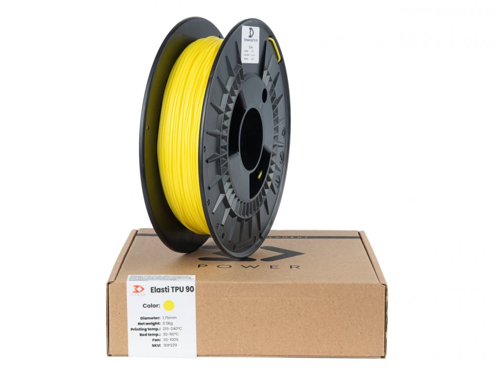 Filament 3DPower Elasti TPU 90A Yellow 0.5 kg