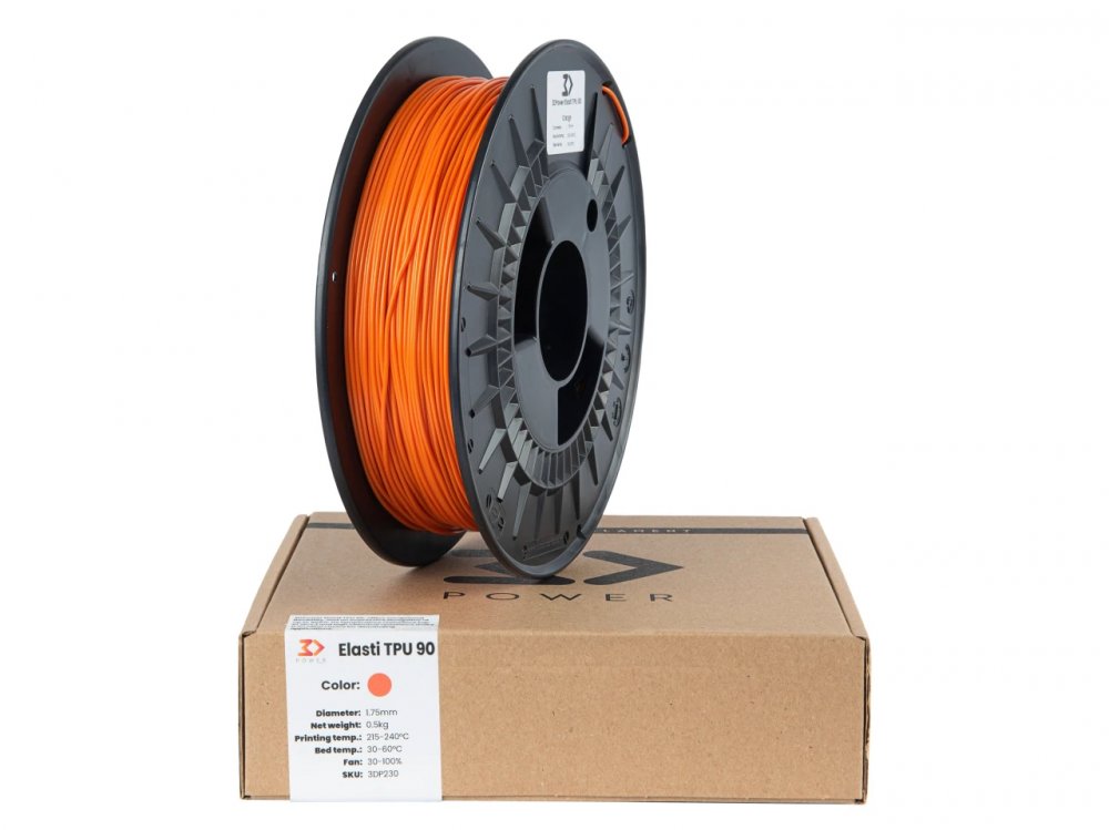 Filament 3DPower Elasti TPU 90A Orange 0.5 kg